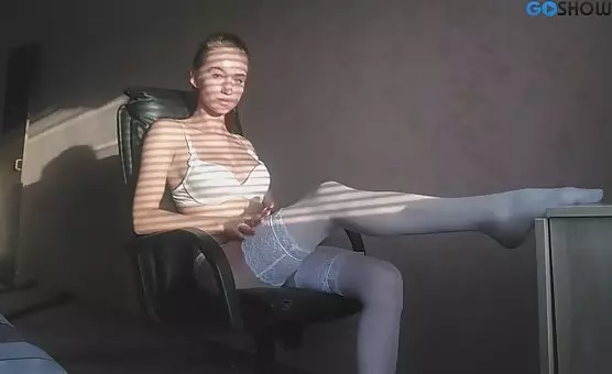 Teasing Nipples with Stockings Erotic Delights on Chair