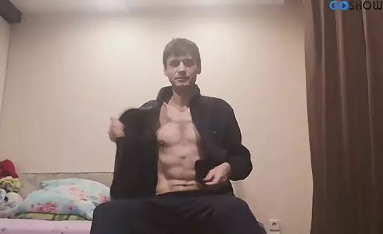 Crossdressing Stud in Black Stockings Fucks Dildo