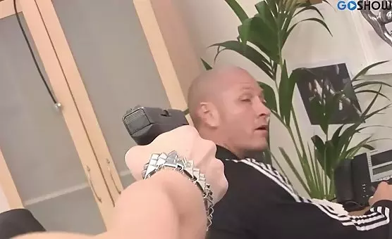 Busty blonde gets her cunt stuffed while on her knees